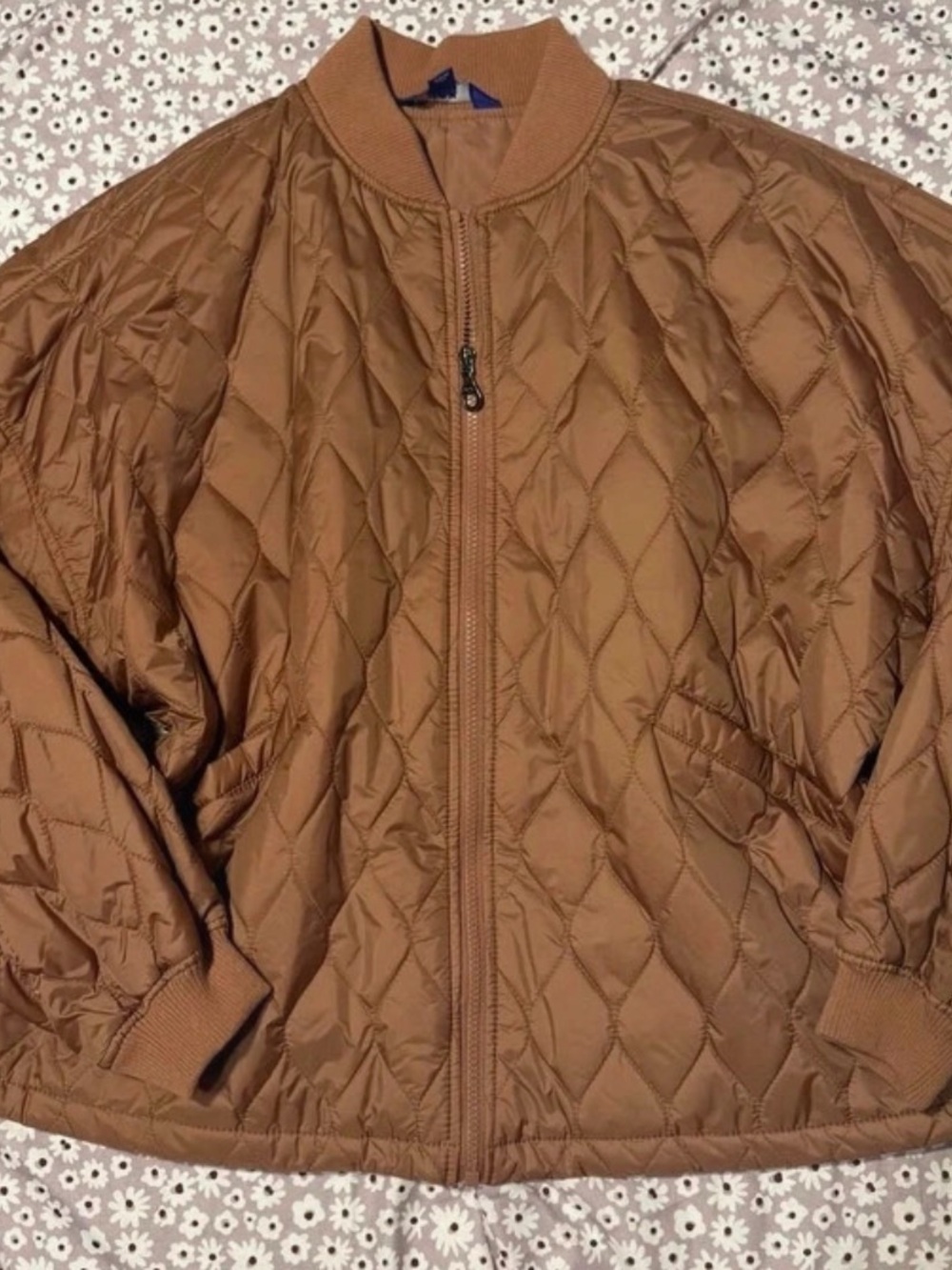 JoyLab Quilted Bomber Jacket in Camel